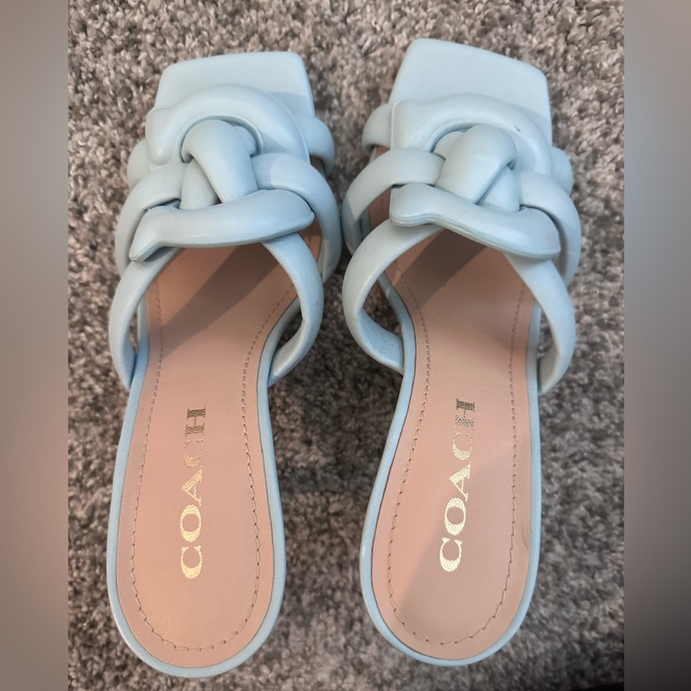 Coach Women's Kellie Light Blue Knotted Heels Sandals